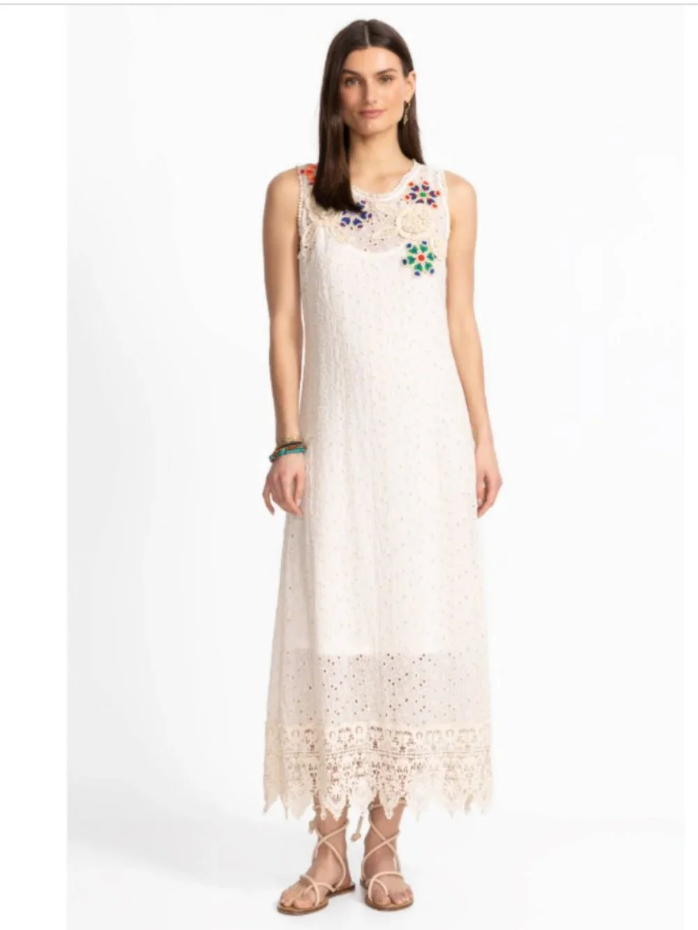 Johnny Was Natural Nydia Applique Tank Dress Slip - Picture 2 of 12